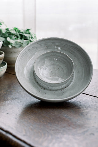 chip en dip schaal chip&dip bowl keramiek handgemaakt tapas schotel steengoed