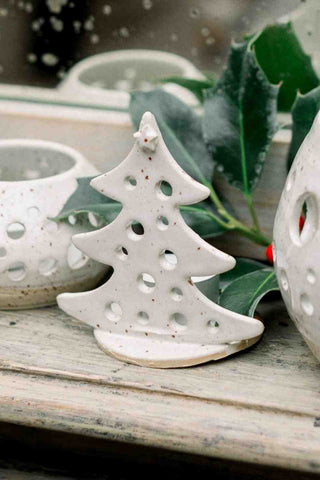 kerstboom theelicht keramiek theelicht handgemaakt kerstcadeau		
