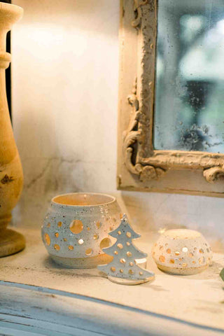 kerstboom theelicht keramiek theelicht handgemaakt kerstcadeau		
