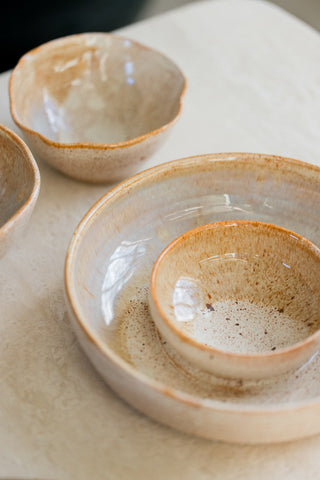 chip en dip schaal chip&dip bowl keramiek handgemaakt tapas schotel steengoed