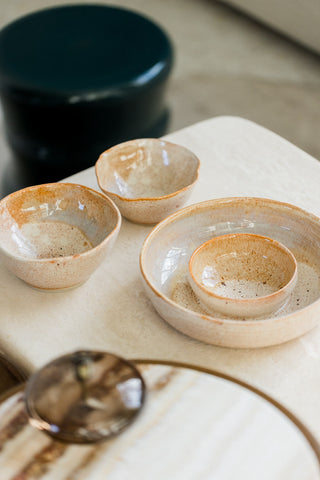 chip en dip schaal chip&dip bowl keramiek handgemaakt tapas schotel steengoed